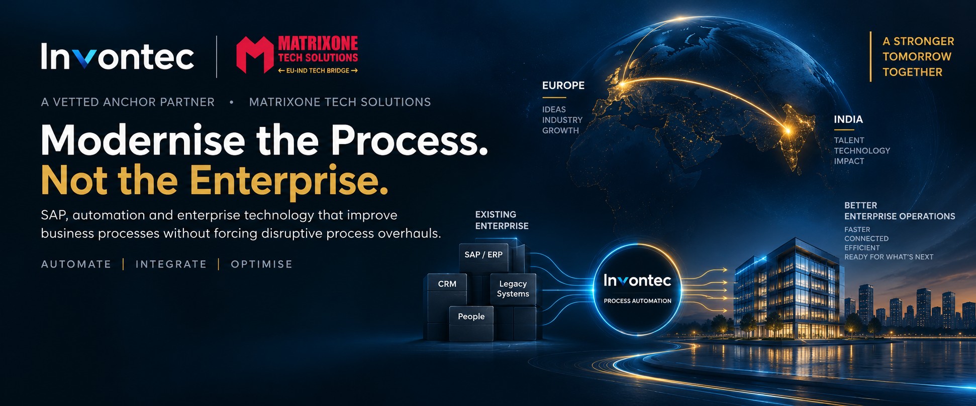 Invontec — A Vetted Anchor Partner, MatrixOne Tech Solutions. Enterprise Process Automation: Modernise the Process. Not the Enterprise.